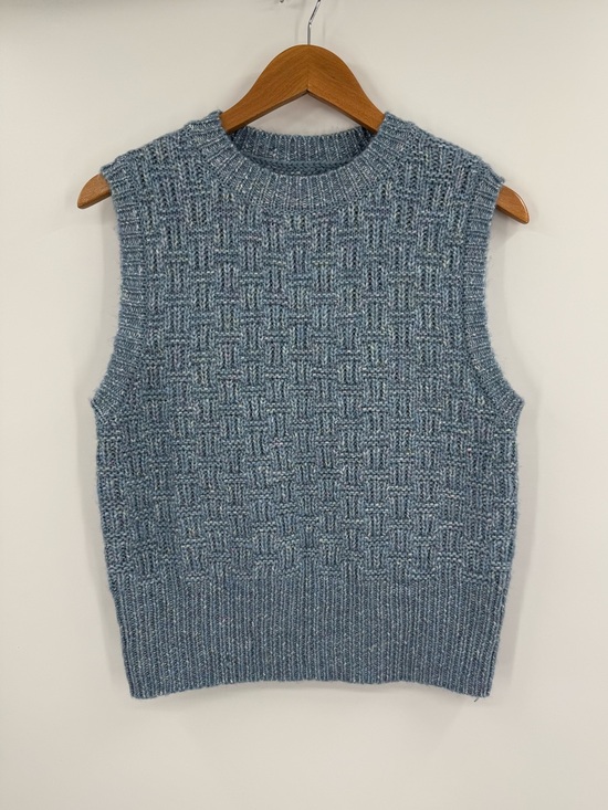 Topshop Tops - Topshop Basket Weave Knit Sweater Vest | Blue | Medium